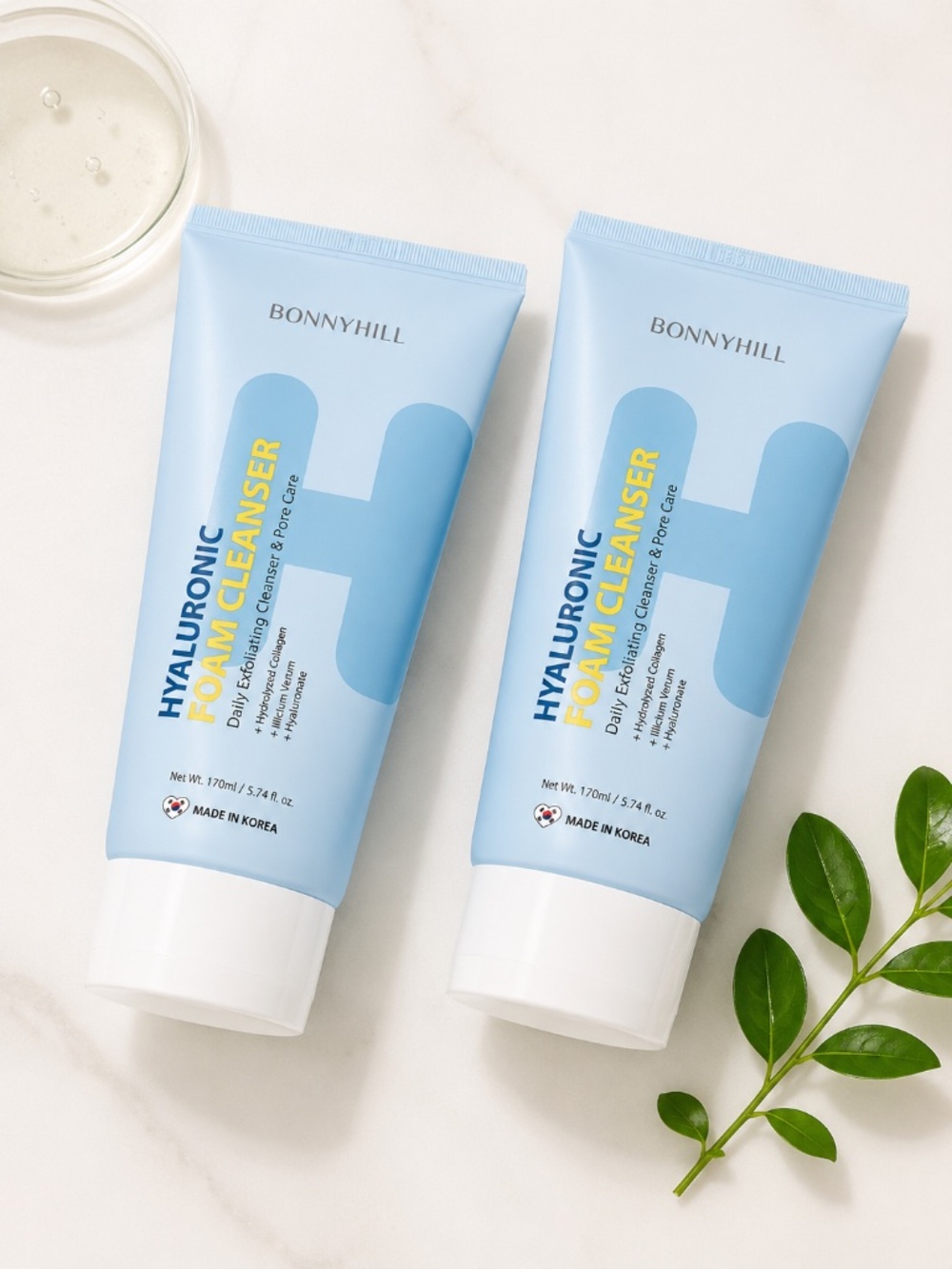 Lot 2 BONNYHILL Hyaluronic Foam Cleanser 170ml K-Beauty Hydrating Face Wash